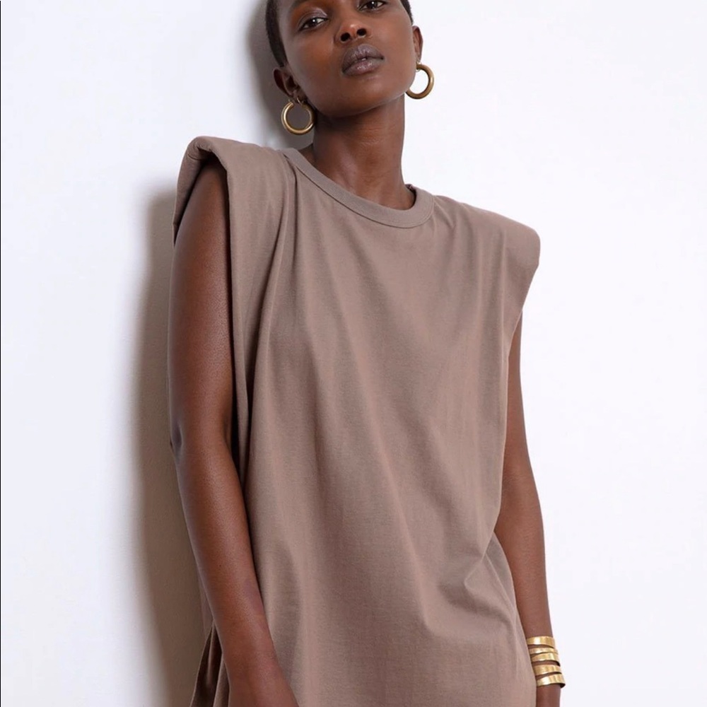 NWT knit padded shoulder muscle dress